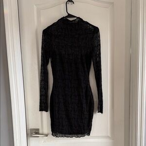 Hello Molly Black Mesh Long Sleeve Dress